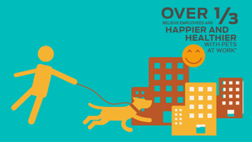Över 1/3 tror att anställda är lyckligare och friskare med husdjur på jobbet