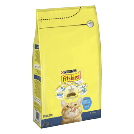 Friskies® Sterilized med en välsmakande mix av Lax och Tonfisk med Grönsaker