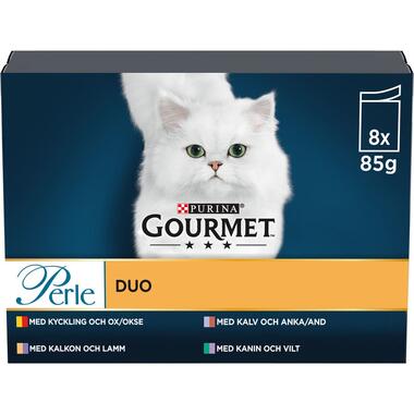 GOURMET® Perle Minifiléer i sås med Kyckling & Ox, Kalkon & Lamm, Kanin & Vilt och Anka & Kalv