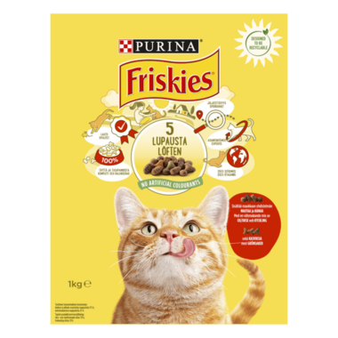 Friskies® Adult med en välsmakande mix av Ox och Kyckling med Grönsaker