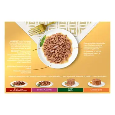 PURINA GOURMET™ GOLD Succulent Delights med kyckling, lax, ox, havsfisk, 12x85g burkar