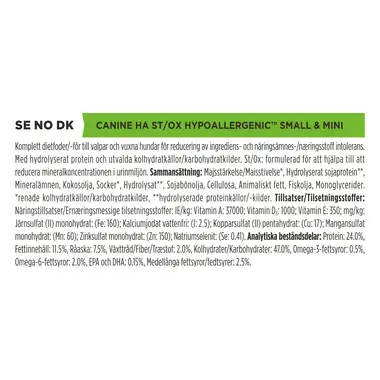 PRO PLAN® VETERINARY DIETS HA Hypoallergenic torrfoder för små hundar