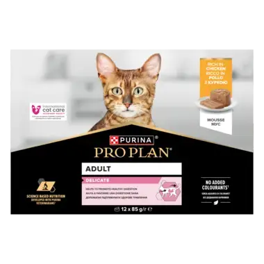 PRO PLAN® Delicate Mousse rikt på kyckling 12x85g