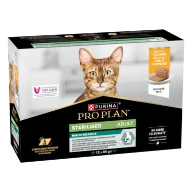 PRO PLAN® Sterilised Maintenance Mousse rikt på kyckling 12x85g