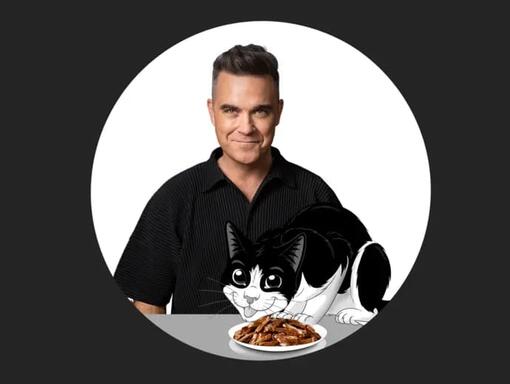 Latz och Robbie, Latz äter mat i en skål.