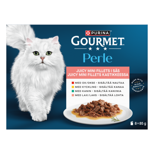 GOURMET® Perle Minifiléer i sås med Ox, Kyckling, Kanin & Lax